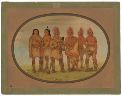 Black Hawk a pět dalších vězňů Saukie od George Catlin