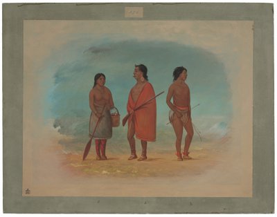 Šéf Botocudo, jeho žena a mladý muž od George Catlin