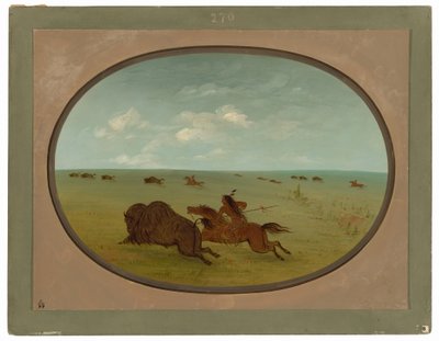 Buffalo Chase, Indiáni kmene Siouxů, Horní Missouri od George Catlin