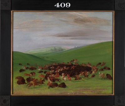 Buffalo Chase, příboj Hidatsů od George Catlin