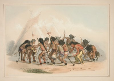 Buffalo Dance, pl. 8 z portfolia severoamerických indiánů od George Catlin