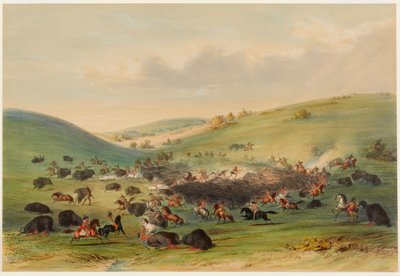 Lov bizonů, obklíčení od George Catlin