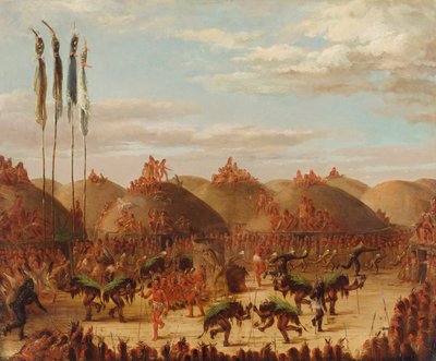 Býčí tanec, obřad Mandan O-kee-pa od George Catlin