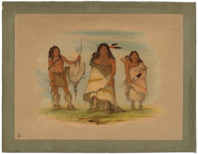 Comanche Chief, His Wife and a Warrior, 1861 (olej na kartonu nalepeném na kartonu) od George Catlin