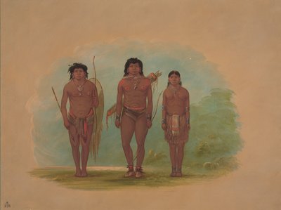 Chaco náčelník, jeho žena a válečník, 18541869. od George Catlin