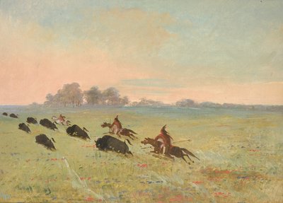 Indiáni Komančů pronásledují bizony od George Catlin