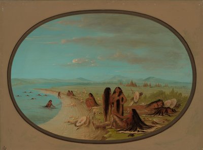 Koupání vraních válečníků, 18611869. od George Catlin