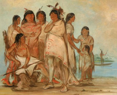 Du-cór-re-a, náčelník kmene, a jeho rodina od George Catlin