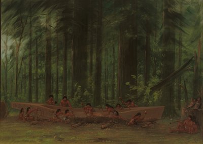 Výkop na kánoi - Indiáni Nayas, 18551869. od George Catlin