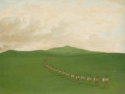 Pěší válečná výprava na pochodu, Horní Missouri od George Catlin