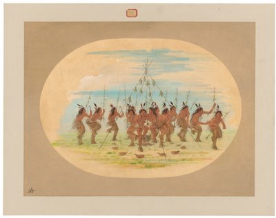 Zelený kukuřičný tanec - Minatarrees od George Catlin