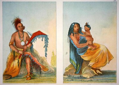 Hlavní náčelník Clermont a jeho manželka a dítě od George Catlin