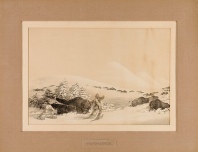 Lov bizonů na sněhu - č. 15 od George Catlin