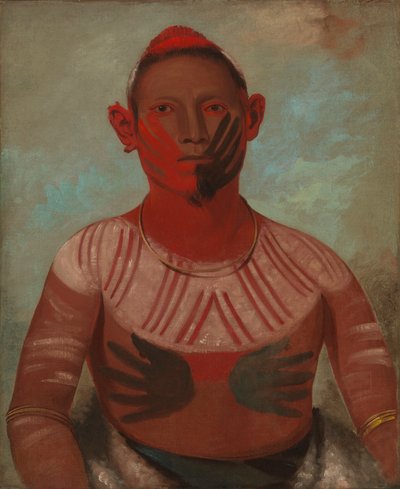 I-o-wáy, jeden z hlavních válečníků Black Hawk, 1832. od George Catlin