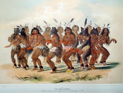 Indiáni Ameriky: Medvědí tanec, rituál kmene Rudé kůže. Ilustrace George Catlin (1794-1872) od George Catlin