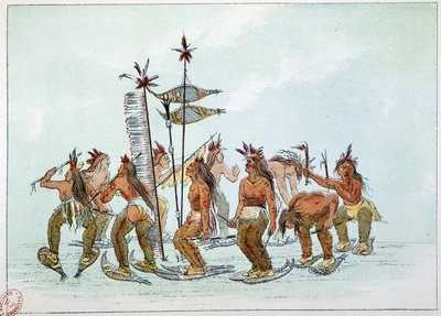 Indiáni Ameriky: Tanec sněžnic v kmeni Chippeway. Ilustrace George Catlin (1794-1872) od George Catlin