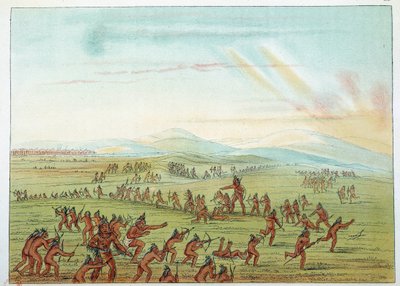 Indiáni Ameriky: výuka lovu pro mandanské děti ve věku 7 až 15 let. Ilustrace George Catlin (1794-1872) od George Catlin