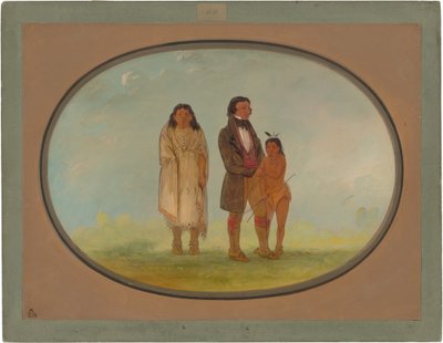 Kaskaskia náčelník, jeho matka a syn od George Catlin
