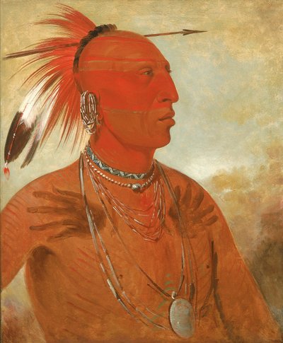 La-wáh-he-coots-la-sháw-no, Statečný náčelník, Skidi (Wolf) Pawnee od George Catlin