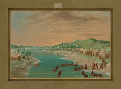 La Salle a Party dorazí do vesnice Illinois, 1. ledna 1680, 1847-48 od George Catlin
