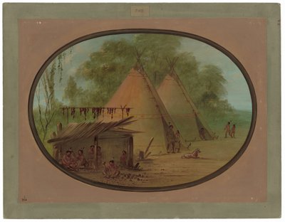 Vytváření Flintových šípů - Apačové od George Catlin