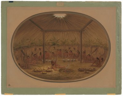 Mandanský obřad - Voda klesá od George Catlin