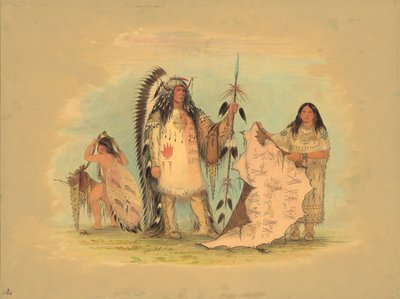 Mandanský válečný náčelník se svou oblíbenou manželkou, 18611869. od George Catlin