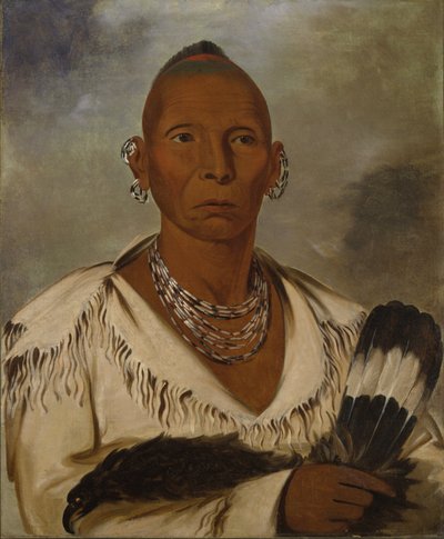 Múk-a-tah-mish-o-káh-kaik, Černý jestřáb, významný náčelník Saců od George Catlin
