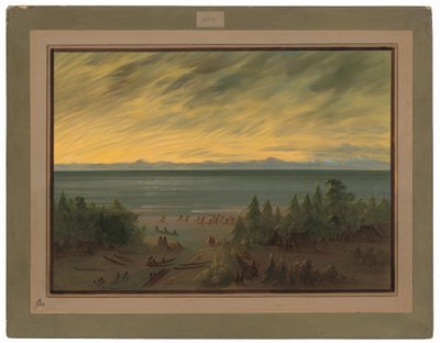Vesnice Nayas při západu slunce od George Catlin