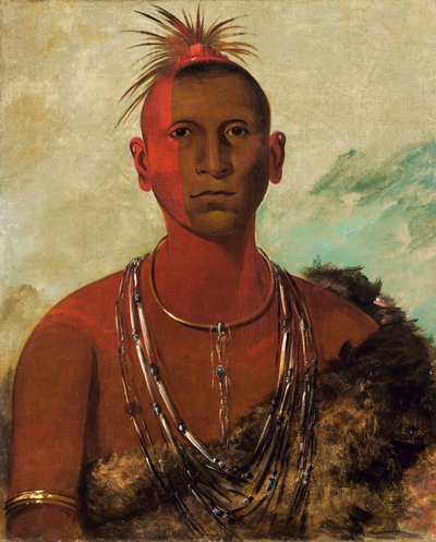 Náh-se-ús-kuk, Vířící hrom, nejstarší syn Černého jestřába od George Catlin