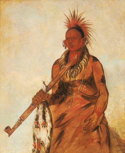 No-o-mún-nee, Chodí v dešti, válečník od George Catlin