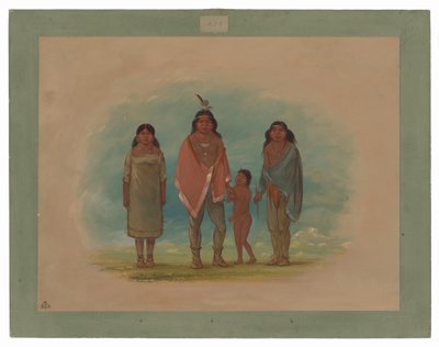 Patagonský náčelník, jeho bratr a dcera od George Catlin