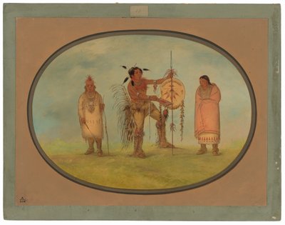 Saukie Warrior, jeho žena a chlapec od George Catlin