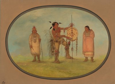 Saukie Warrior, jeho žena a chlapec, 18611869. od George Catlin