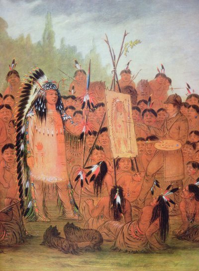 Autoportrét, cca 1835 (olej na plátně) od George Catlin