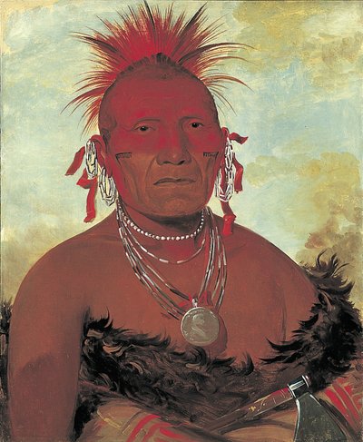Šón-ka-ki-he-ga, náčelník koní, hlavní náčelník paňdžů od George Catlin