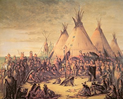 Indiánská rada Siouxů od George Catlin