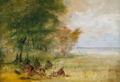 Siouxská indická rada, náčelníci v hlubokém uvažování, 1832-1837. od George Catlin