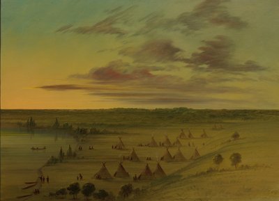 Sioux Village – Labutí jezero, 18611869. od George Catlin