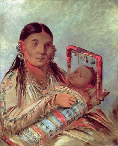 Siouxská matka a dítě, kolem roku 1830 (olej na plátně) od George Catlin