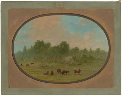 Vesnice Tawahquena od George Catlin