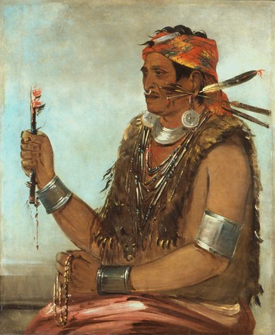 Ten-sqúat-a-way, The Open Door, známý jako The Prophet, Brother of Tecumseh od George Catlin