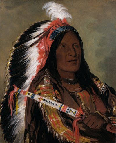 Táh-téck-a-da-háir, Strmý vítr, Brave of the Bad Arrow Points Band, 1832. od George Catlin