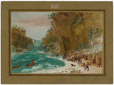 Výprava tábořící pod Niagarskými vodopády. 20. ledna 1679 od George Catlin
