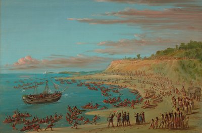Griffin vplouvající do přístavu v Mackinaw. 27. srpna 1679, 18471848. od George Catlin