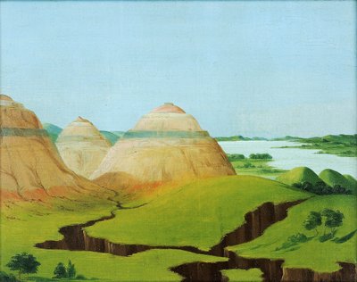 Tři kopule, Clay Bluffs 15 mil nad vesnicí Mandan od George Catlin
