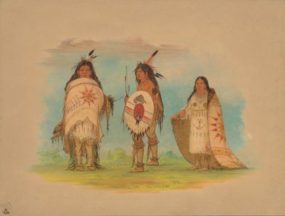 Tři indiáni Riccarree, 1861. od George Catlin