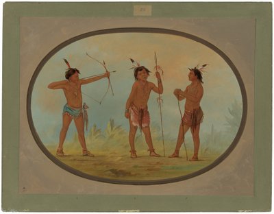 Tři šošonští válečníci vyzbrojení do války od George Catlin