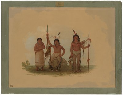 Dva arapahští válečníci a žena od George Catlin