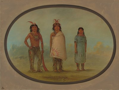 Dva Chippewyanští bojovníci a žena, 18551869. od George Catlin